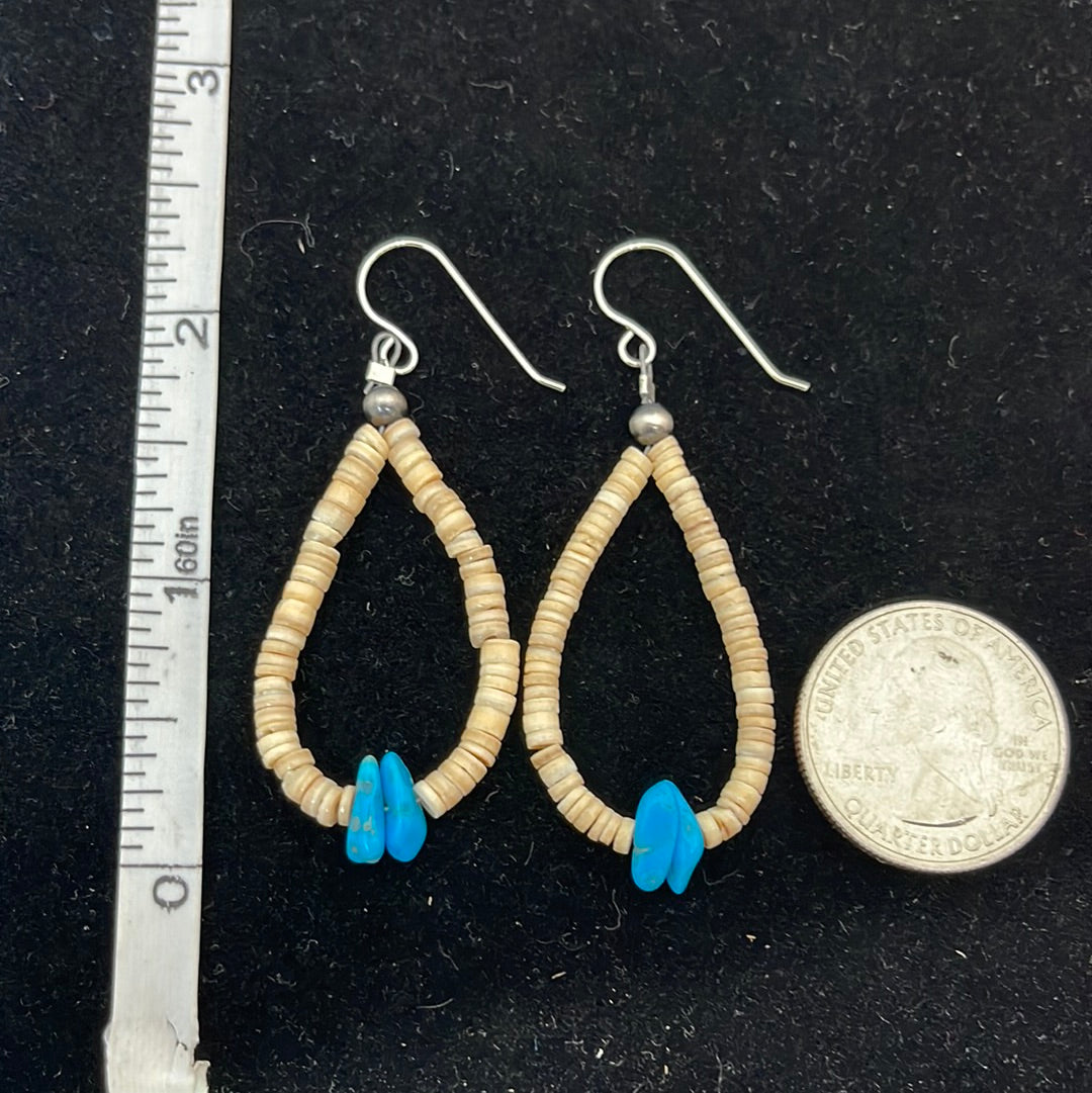 Clam Shell and Sleeping Beauty Turquoise on Hook Earrings