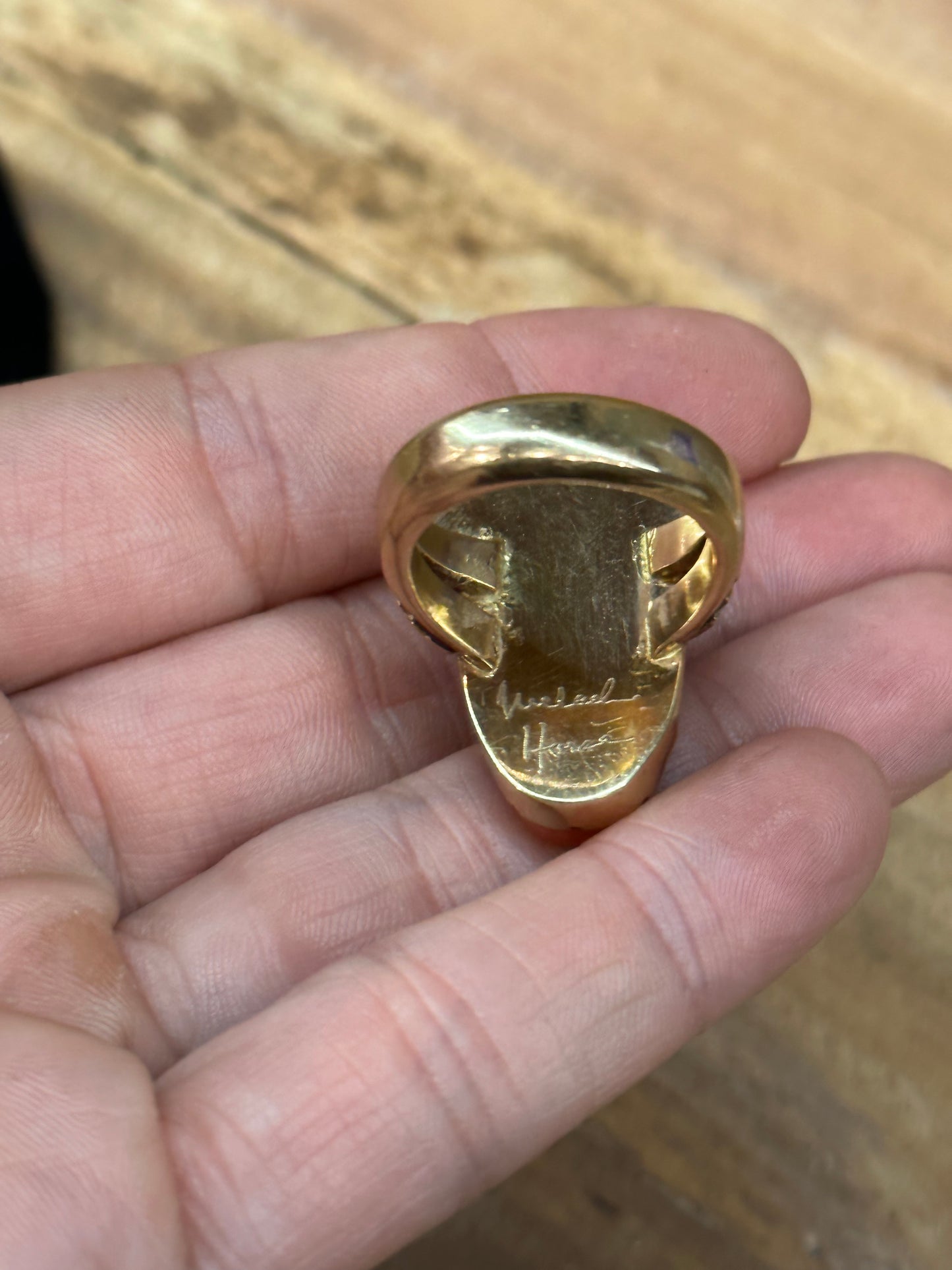 14K Gold Carved Coral Ring by Michael Horse