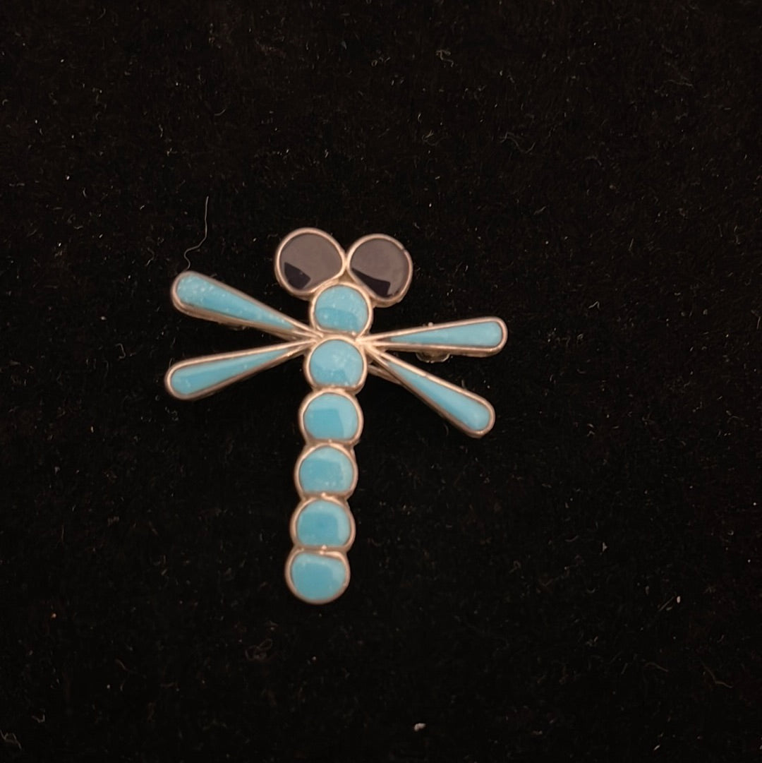 Sleeping Beauty Turquoise Inlay Firefly Pin/Brooch/Pendant