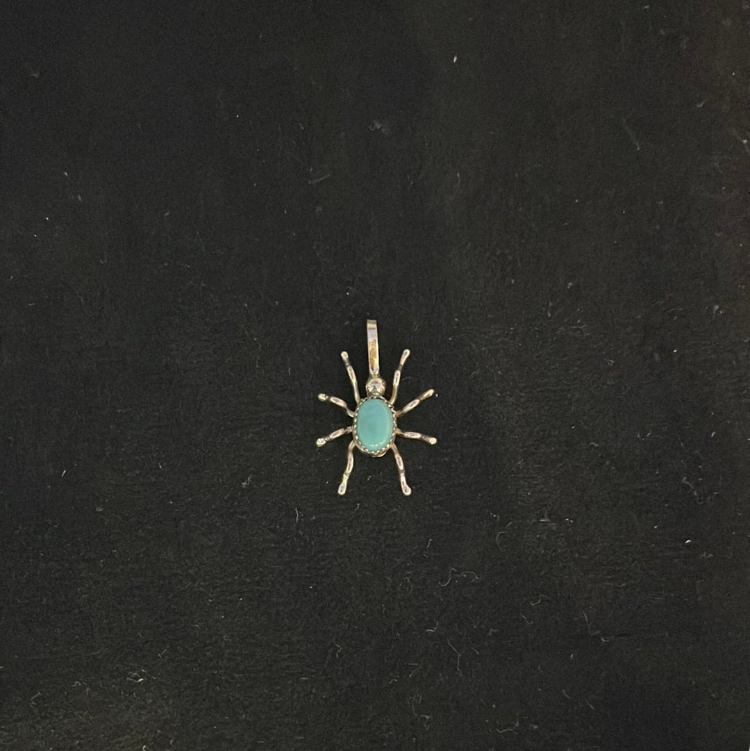 Sleeping Beauty Turquoise Spider Pendant