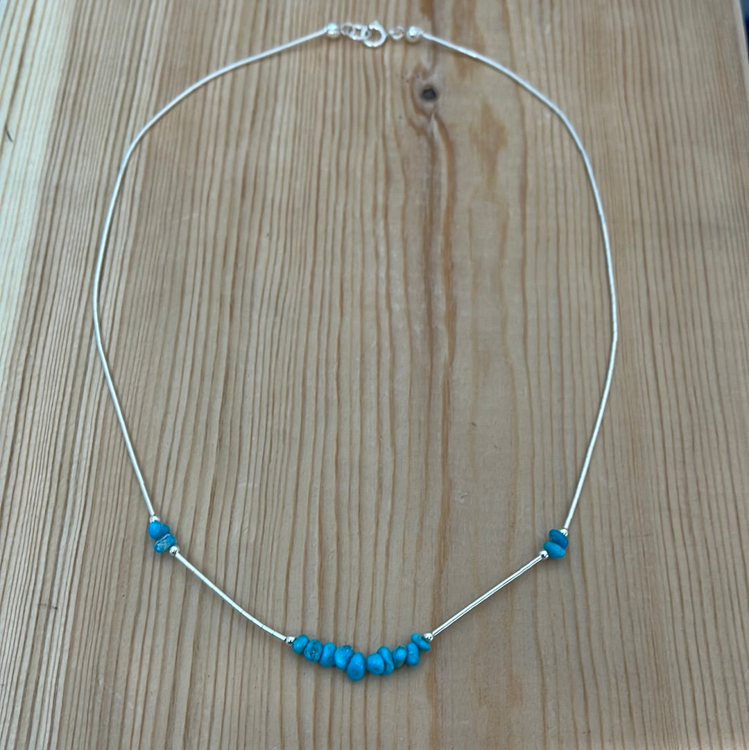 Liquid Silver with Sleeping Beauty Turquoise 16" Necklace