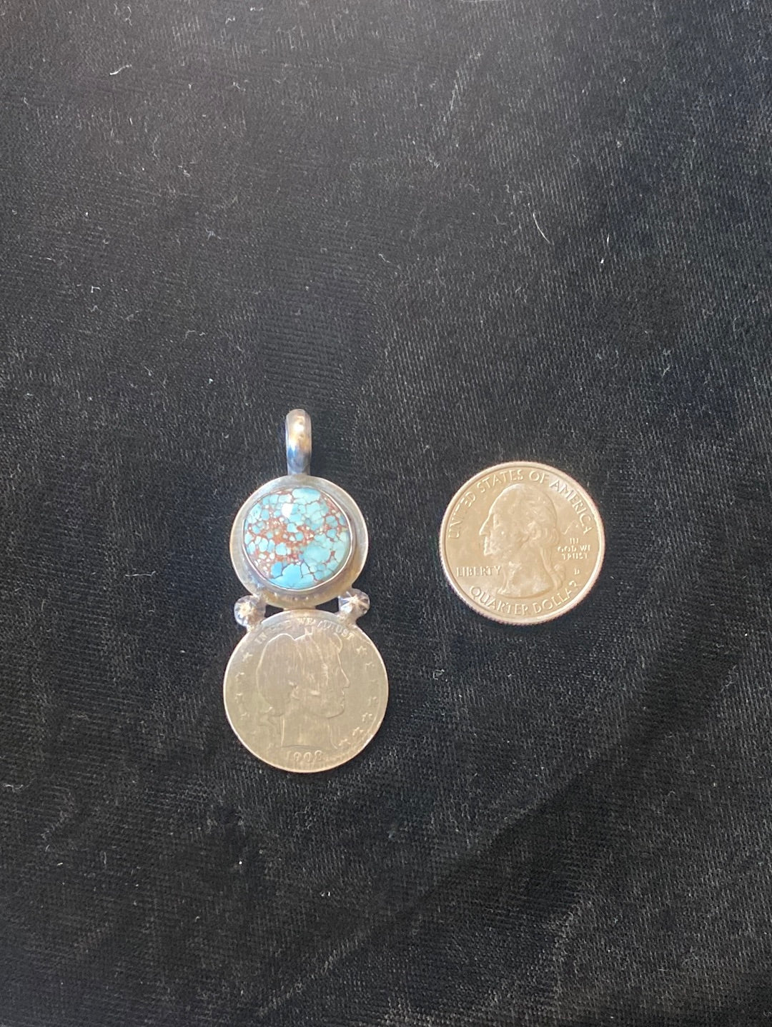 Golden Hill Turquoise Silver 1908 Pendant