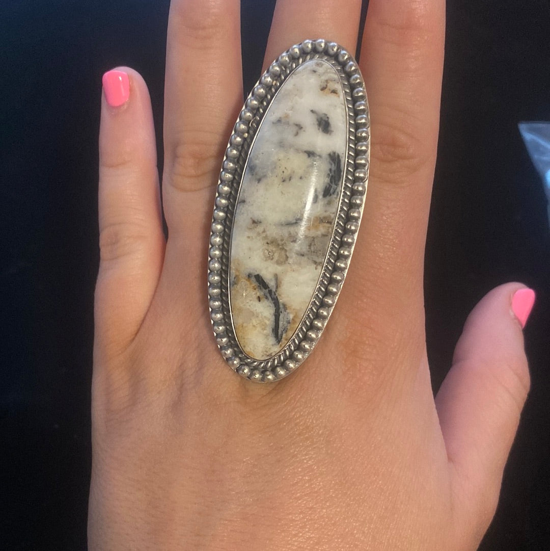 White Buffalo Oblong Ring