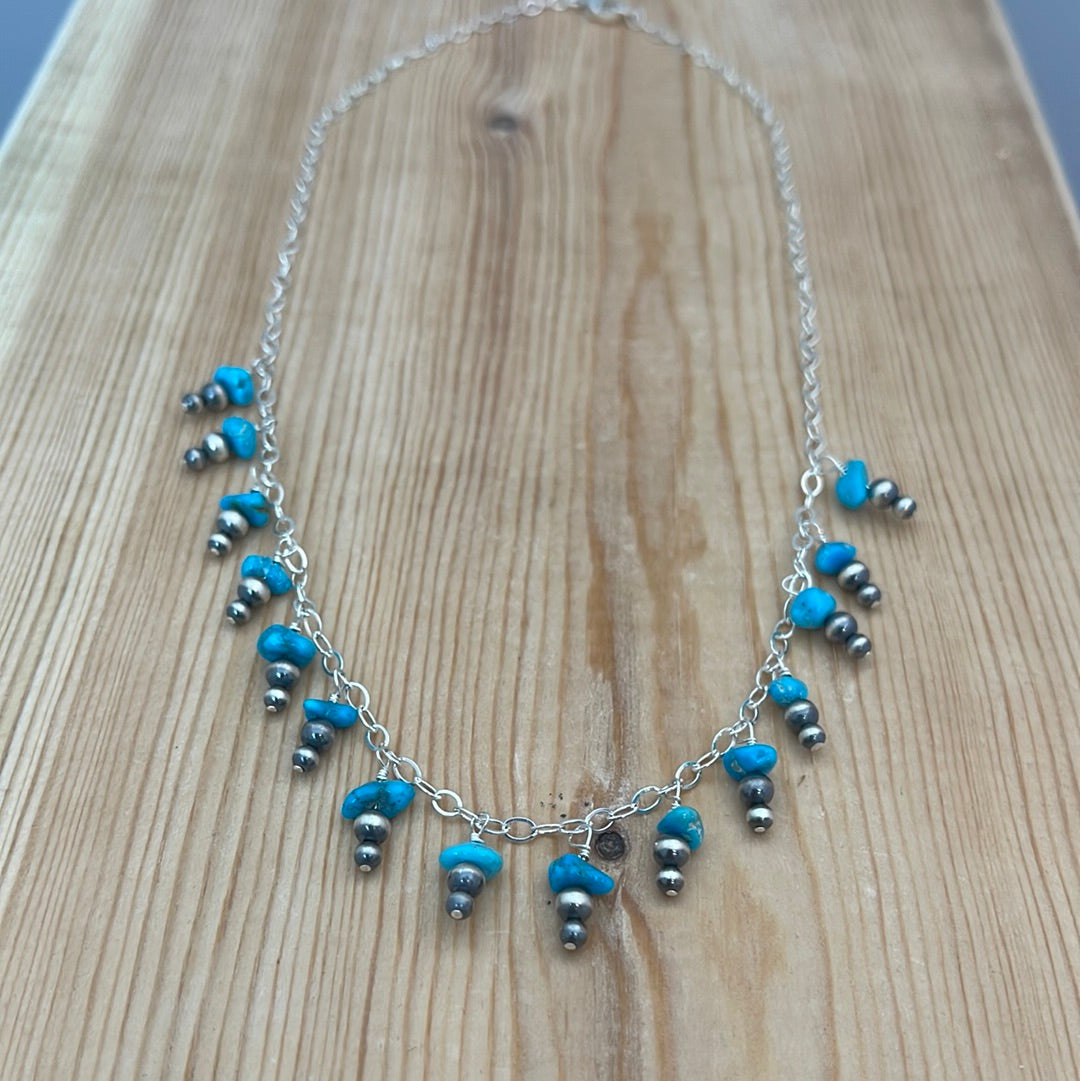 Sleeping Beauty Turquoise and Pearl Necklace