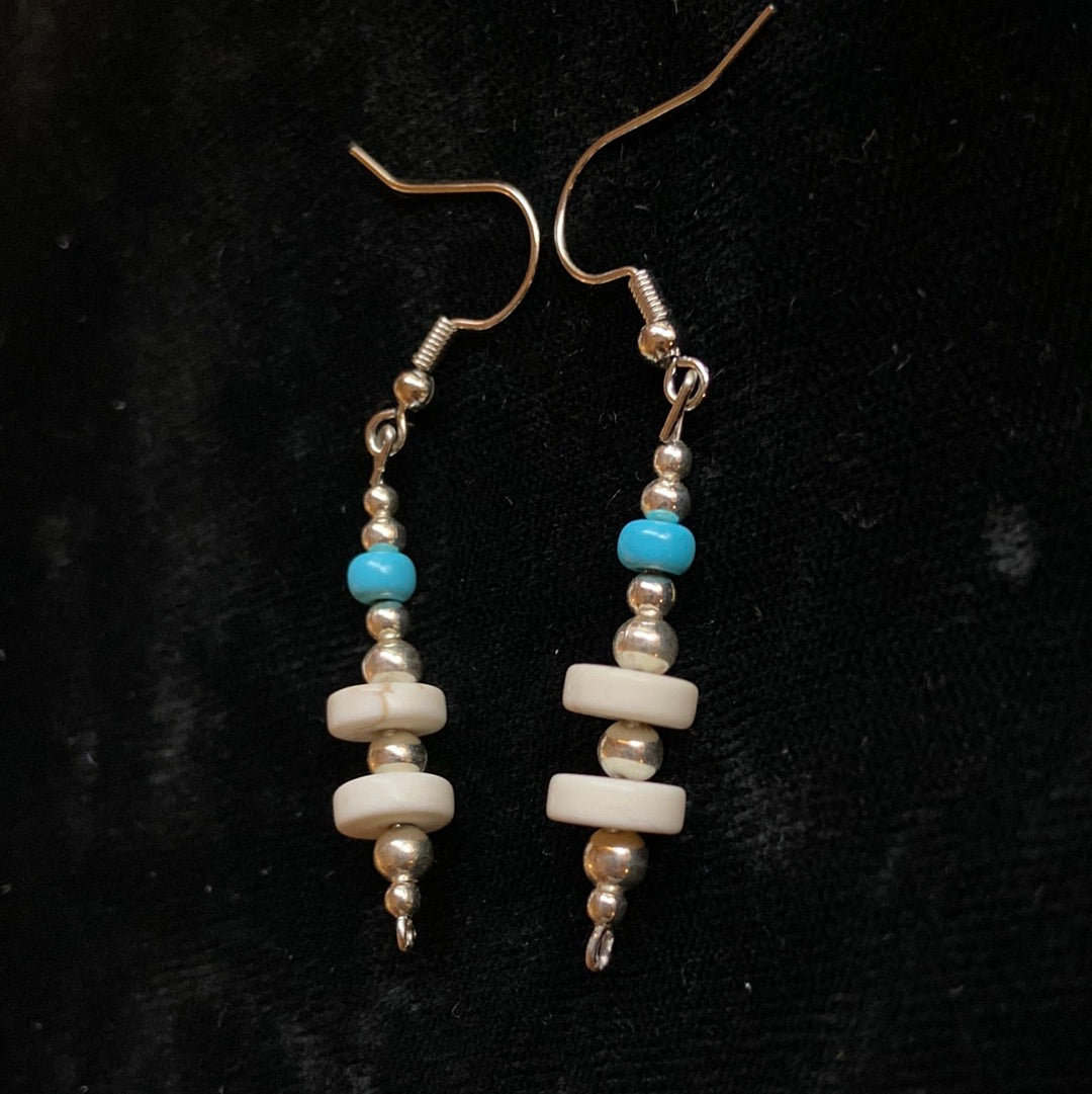 Wild Horse (Crazy Horse) and Turquoise Dangle Earrings
