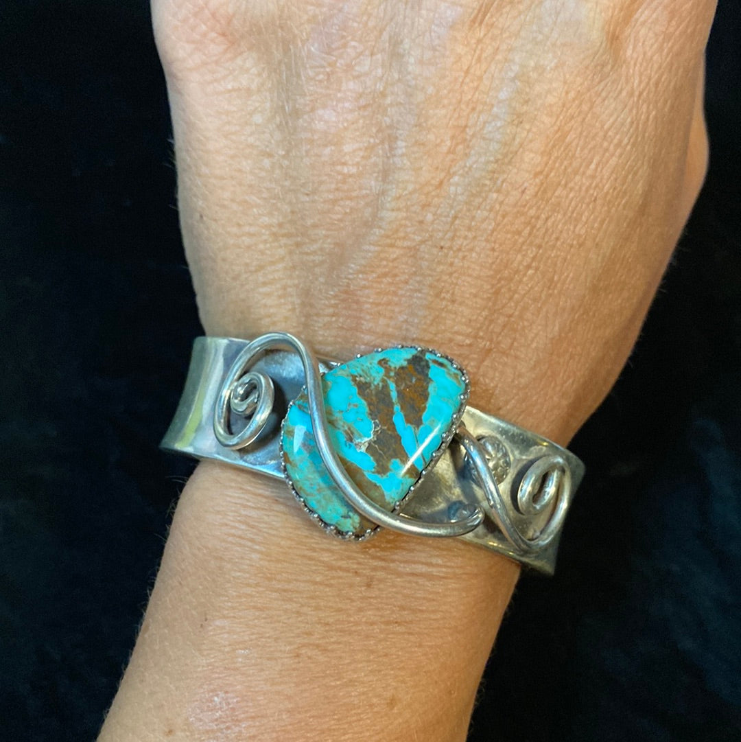 Kingman Turquoise bracelet by Delbert Secatero