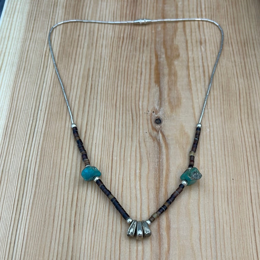 Vintage Pin Shell and Turquoise 15" Necklace