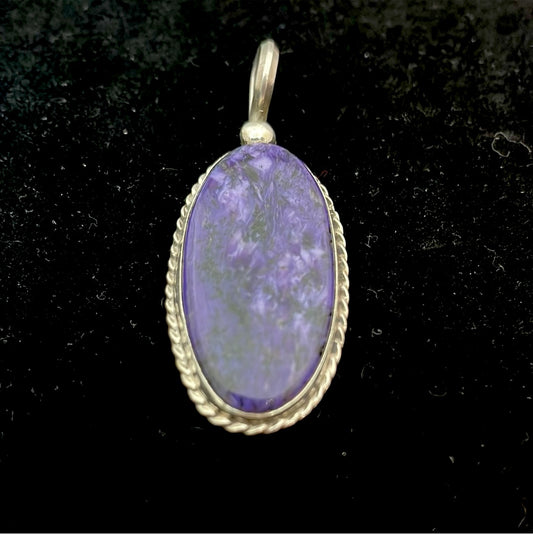 Vintage Charoite Shepherds Hook Pendant