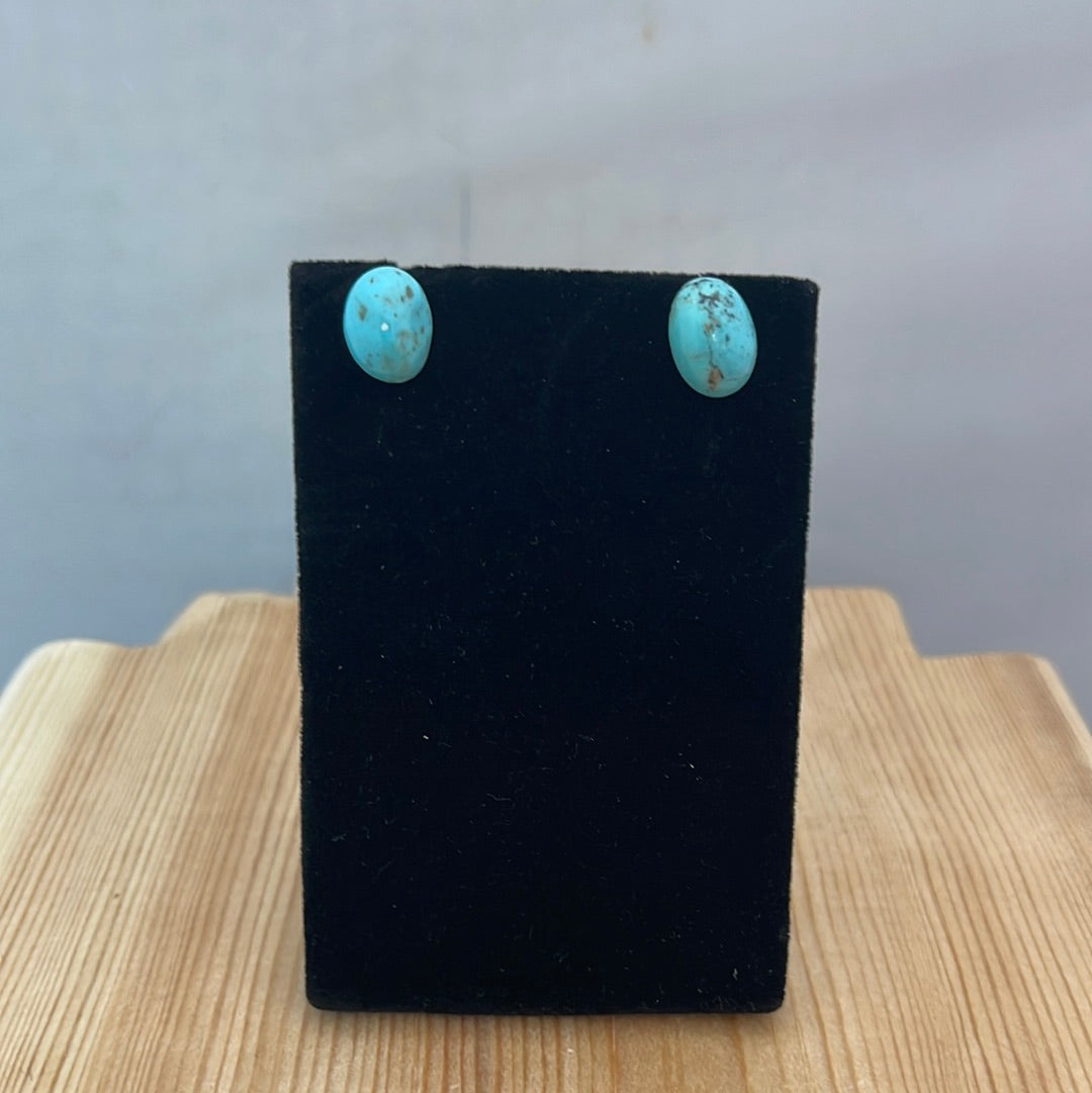 Tumbled Chunk Turquoise Post Earrings