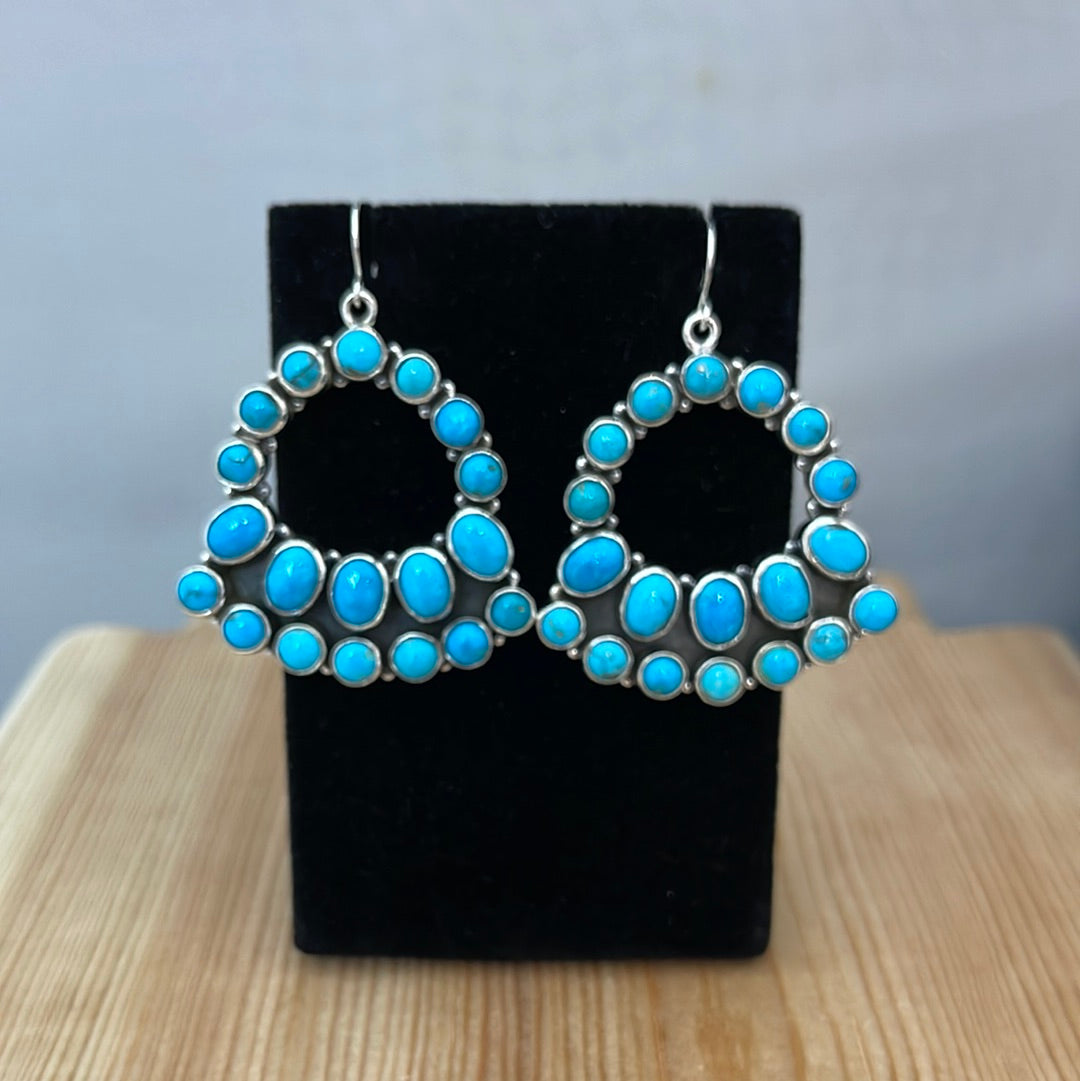 Sleeping Beauty Turquoise Cluster Hook Earrings
