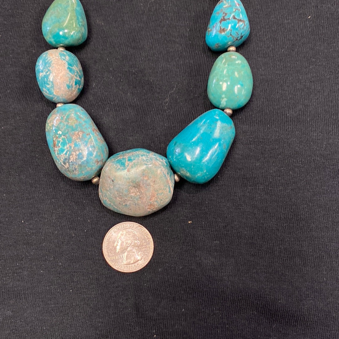 Large chunk 20” turquoise necklace
