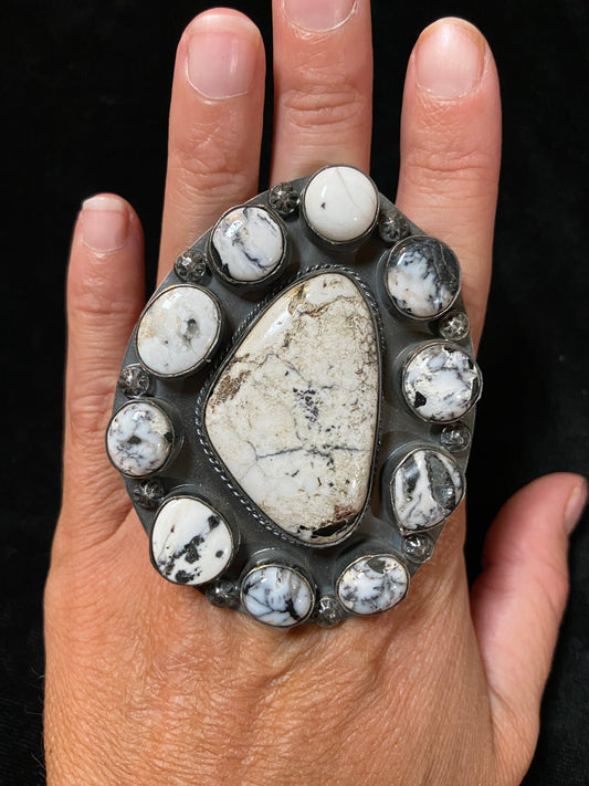 10.0 White Buffalo Cluster Ring