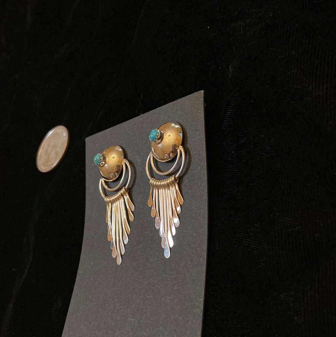 Post Earrings with Fringe & Turquoise
