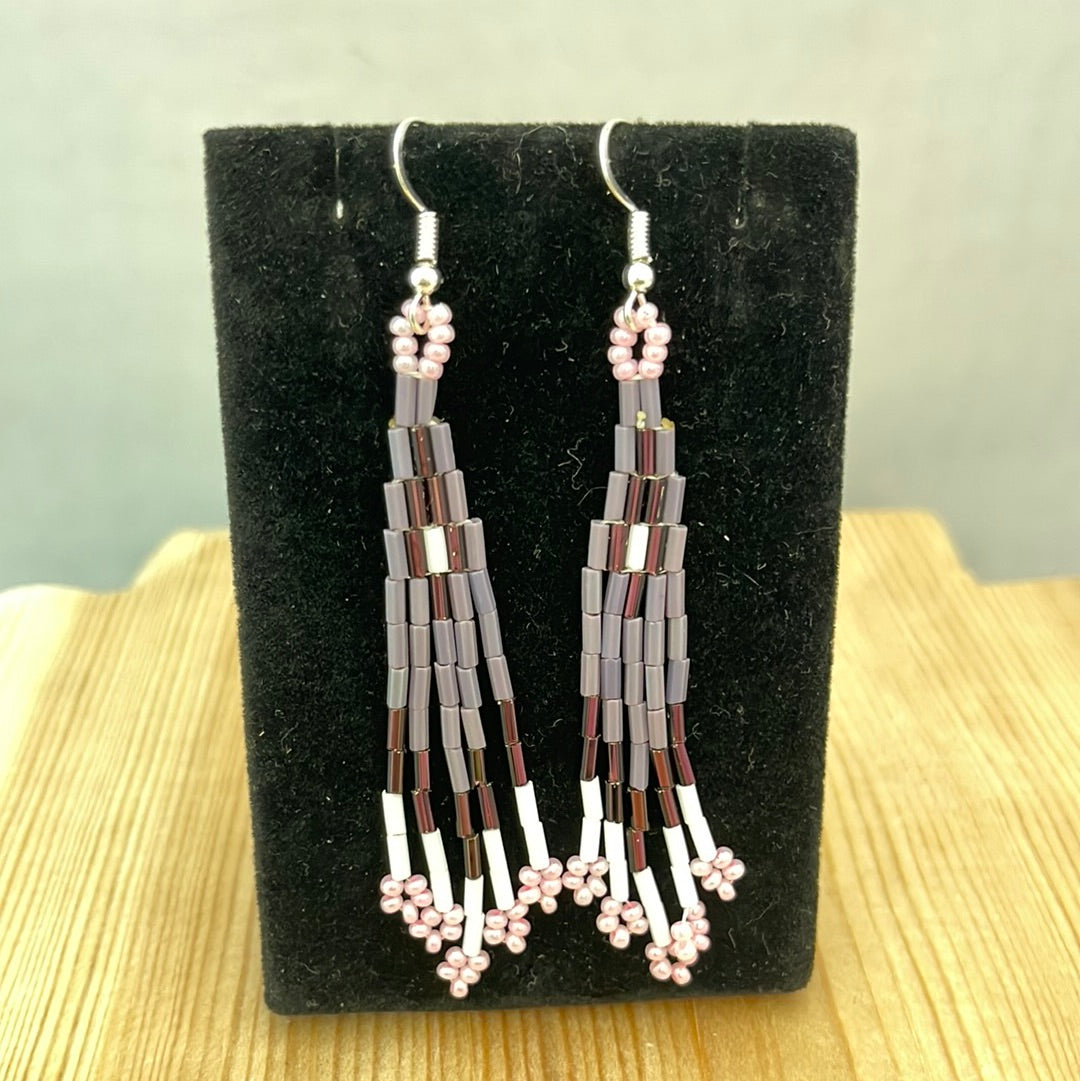 Seed Bead with Bar Bead on Hook Earrings