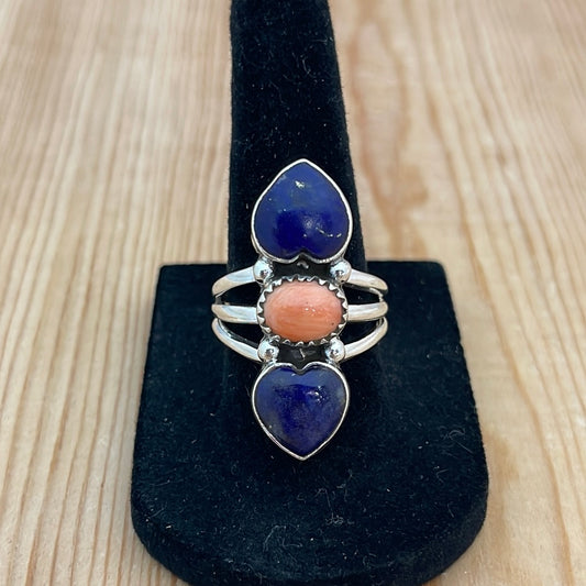 7.5 - Heart Lapis & Oval Spiny Oyster Ring