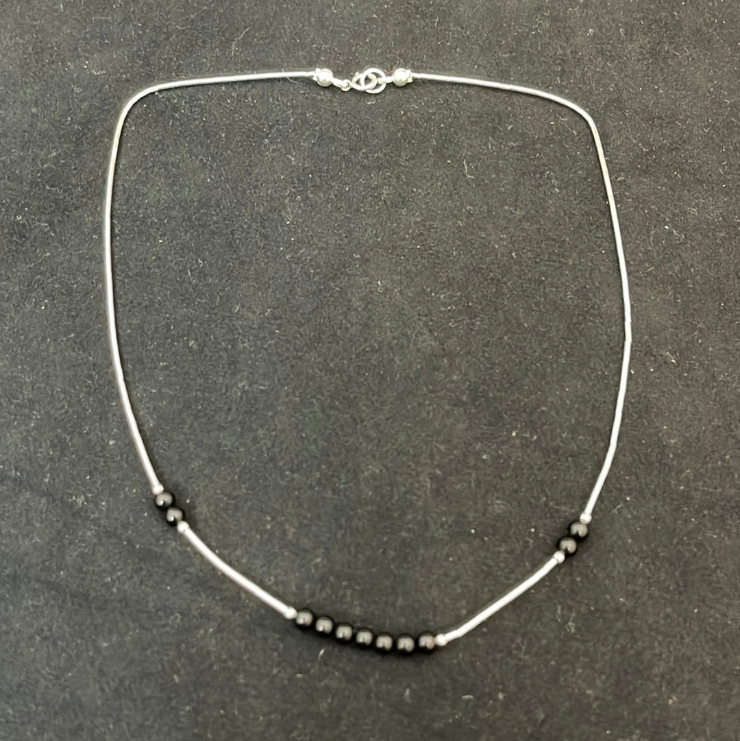 16” Liquid Silver Necklace with Black Onyx