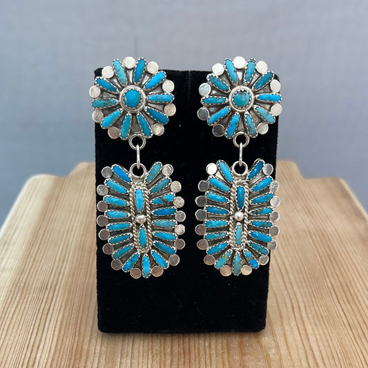 Sleeping Beauty Turquoise Post Dangle Earrings