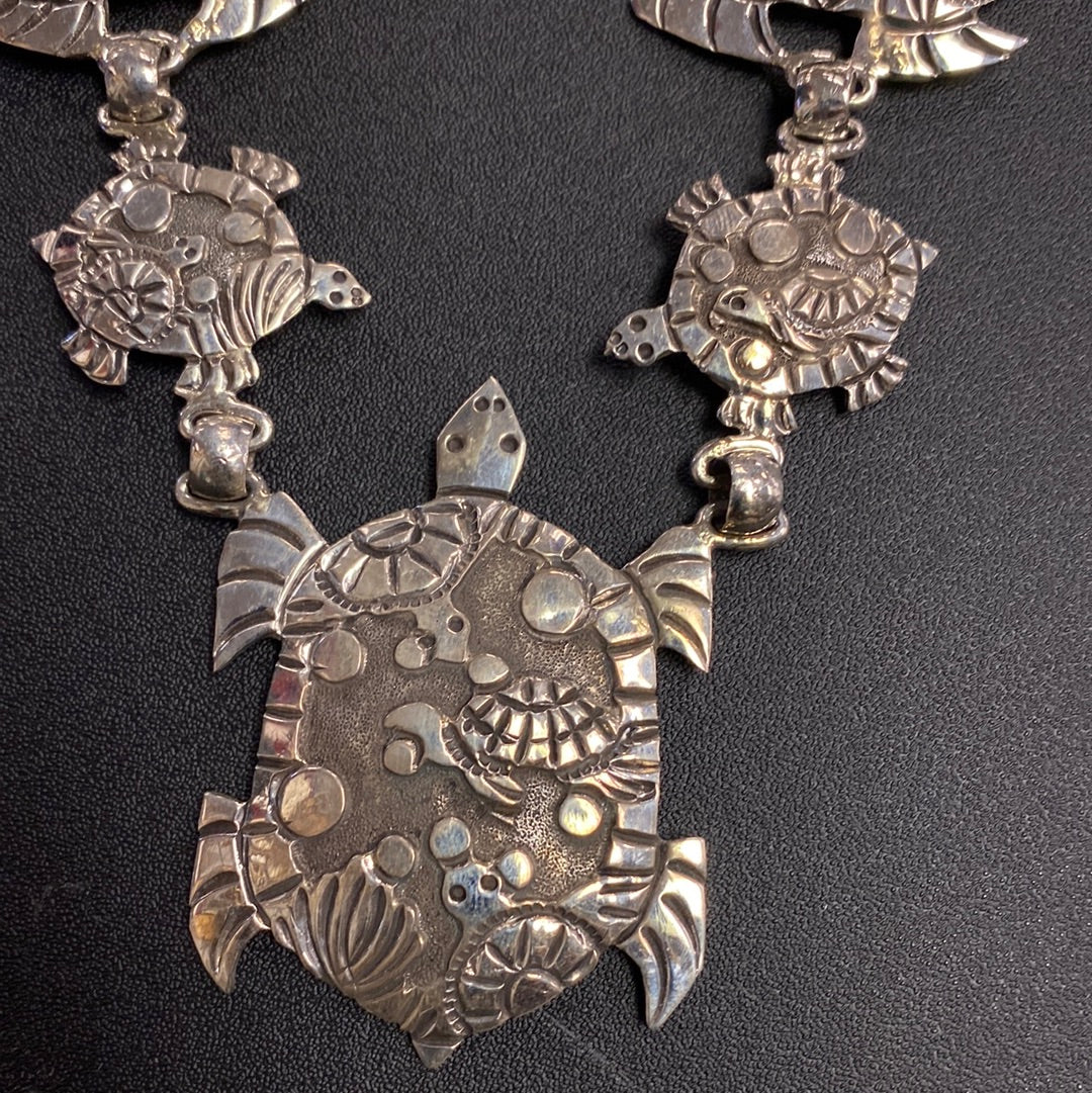 Native American made turtle necklace with matching earrings