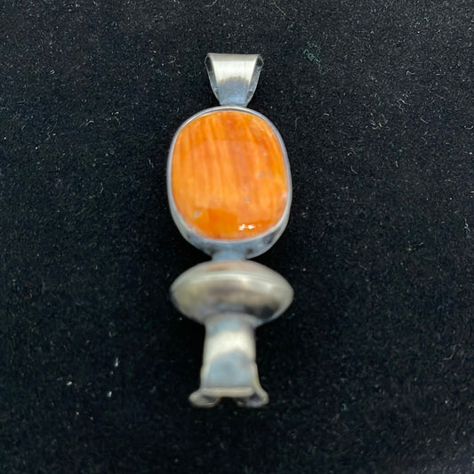 Orange Spiny Oyster Squash Blossom Pendant