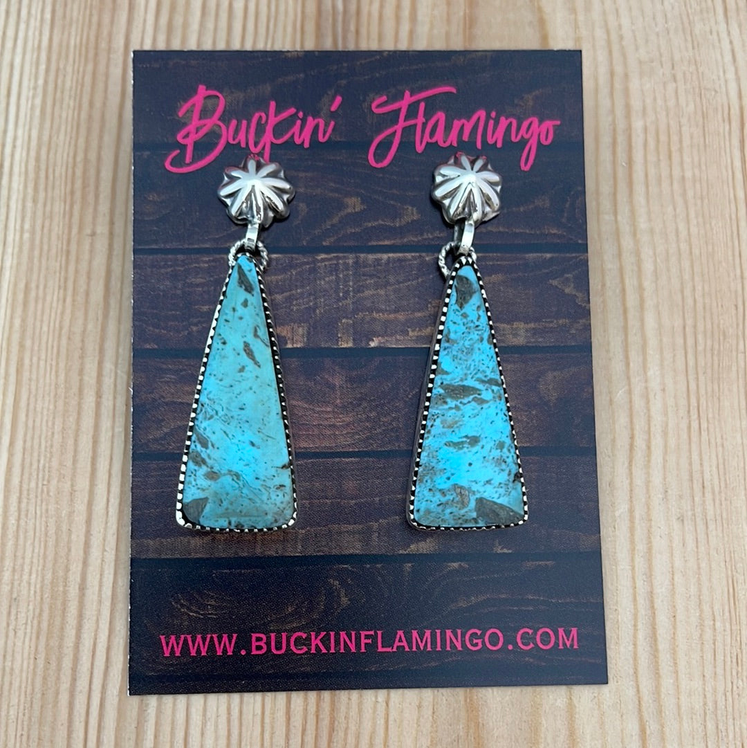 Kingman Turquoise Post Dangle Earrings