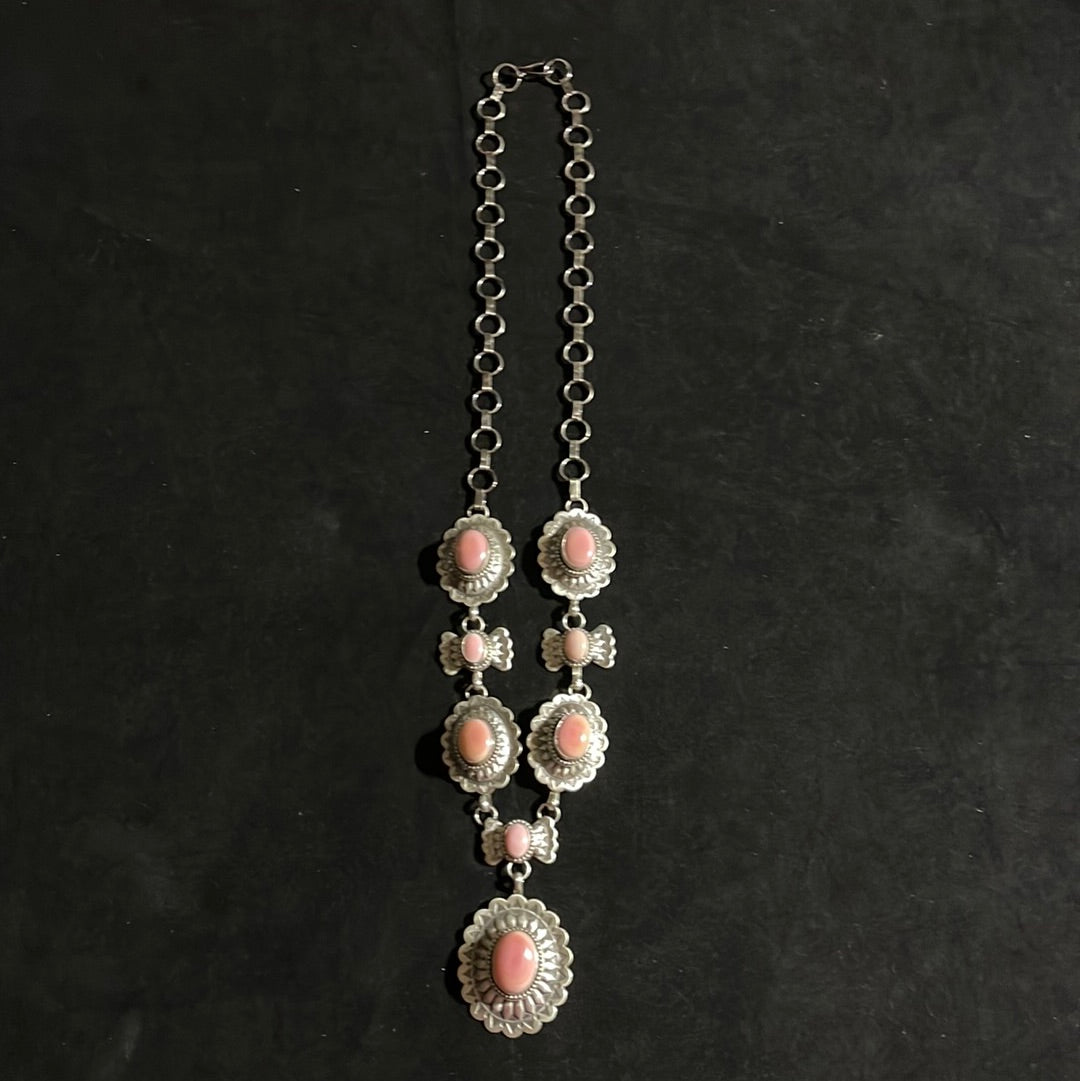 Cotton Candy (Pink Conch Shell) Concho Lariat 32" Necklace