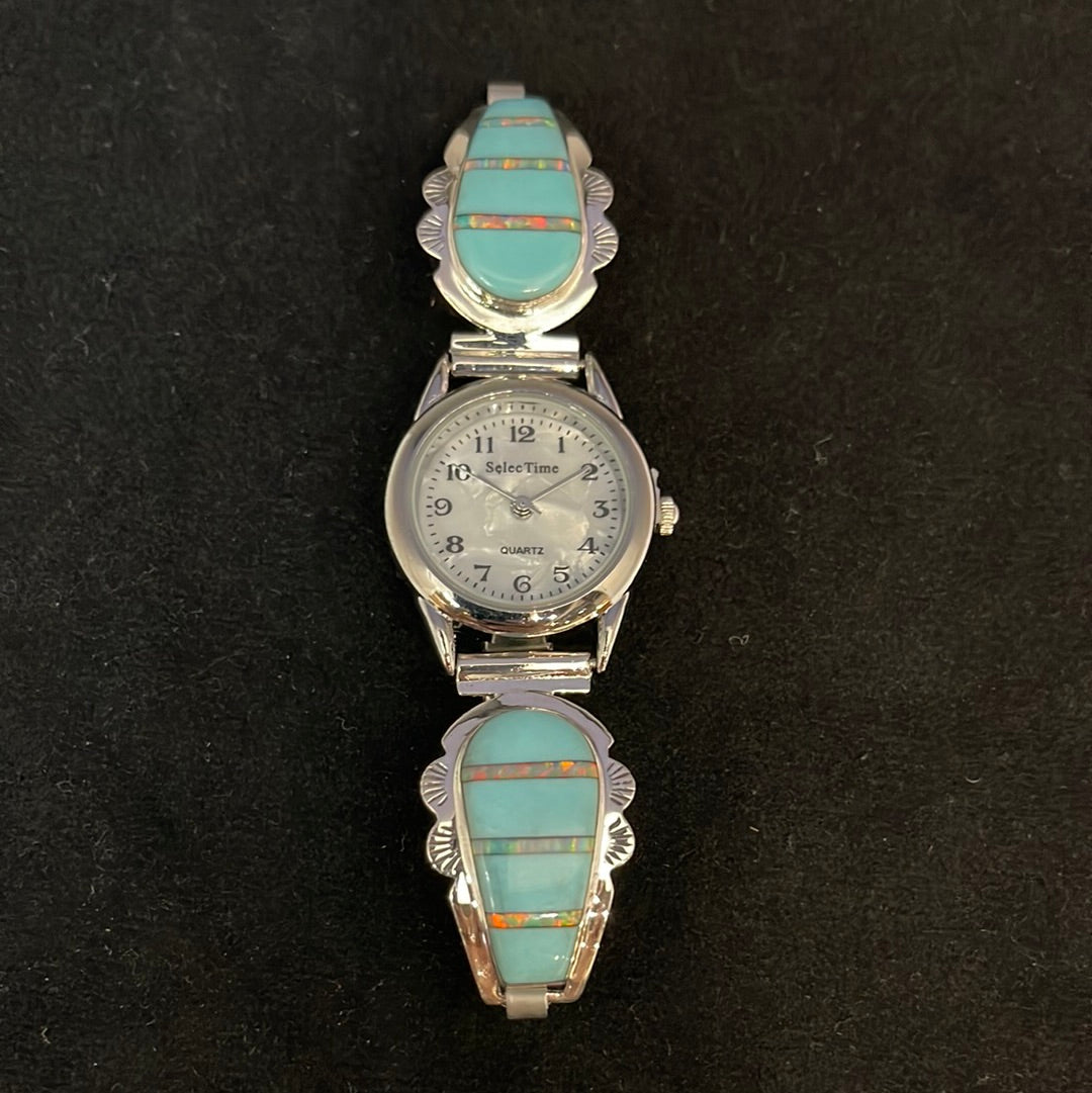 lot 98 11/19Turquoise and Opal Watch (size 5 3/4")