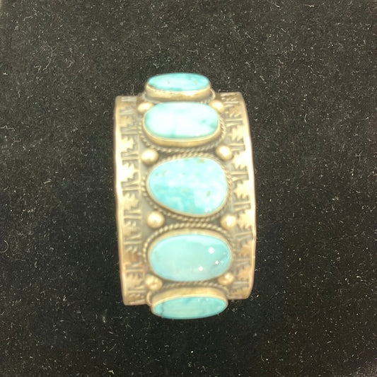 White Water Turquoise Bracelet by Delbert Secatero