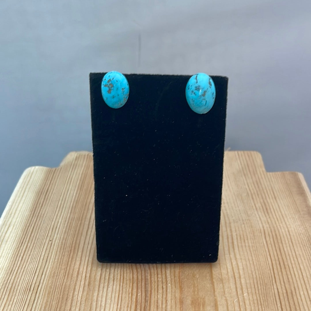 Tumbled Chunk Turquoise Post Earrings