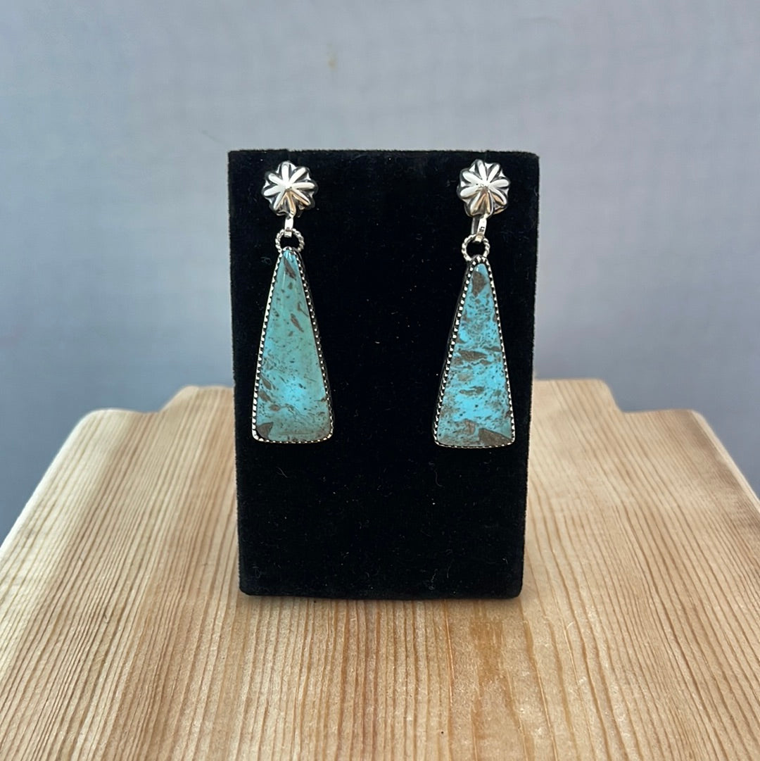 Kingman Turquoise Post Dangle Earrings