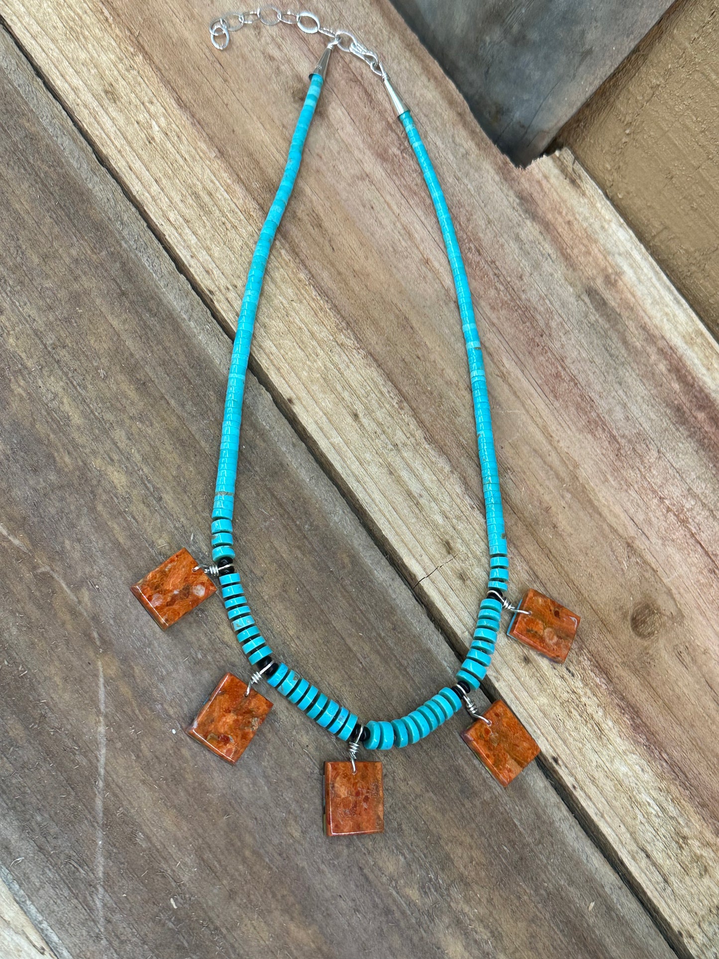 Santo Domingo Reversible Turquoise Heishi Bead Necklace
