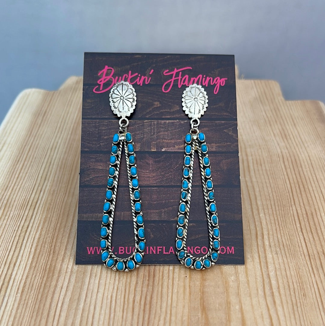 Sleeping Beauty Turquoise Zuni Petit Point Post Earrings