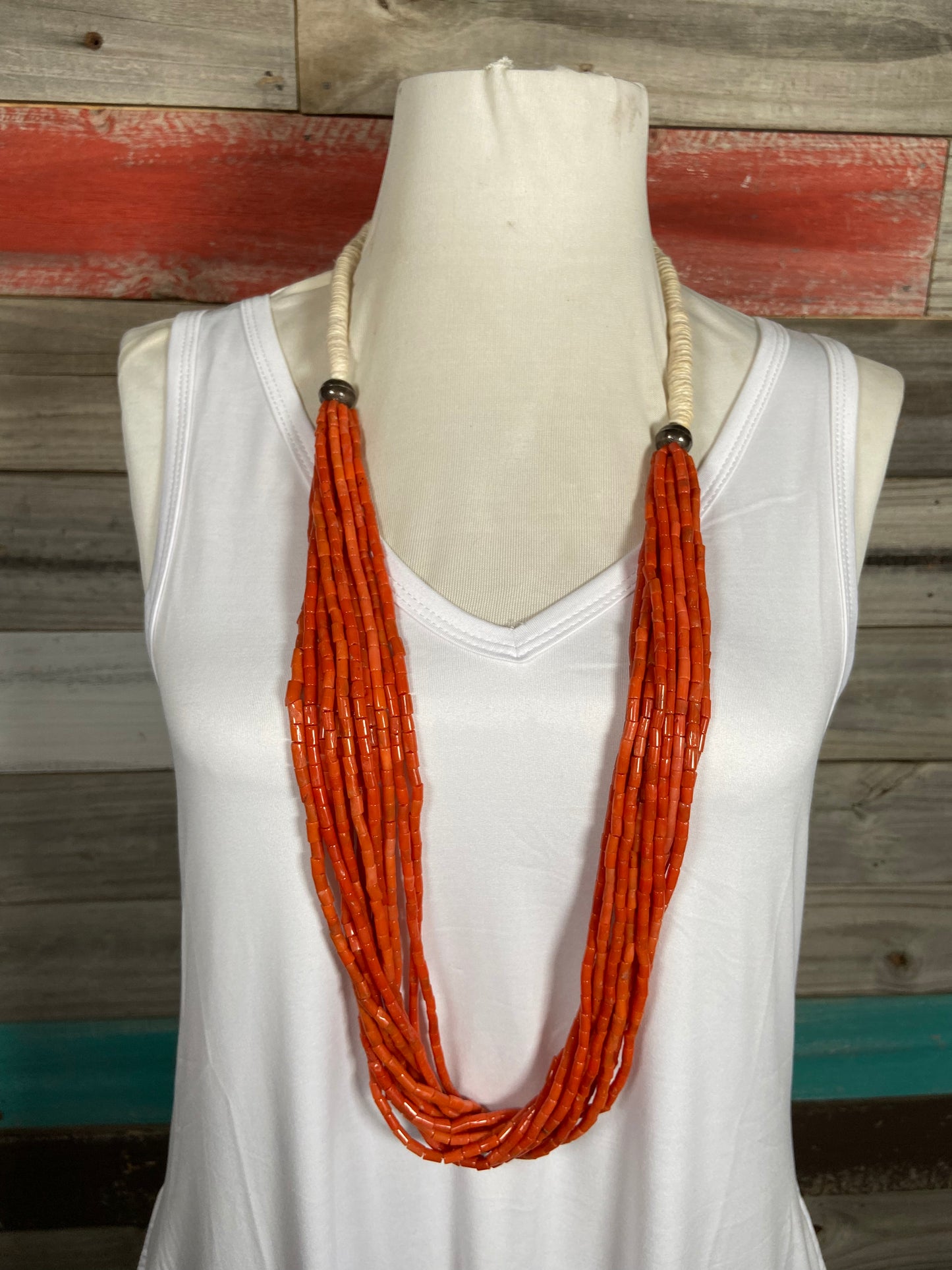 Beautiful Vintage Red Coral 12 Strand Necklace