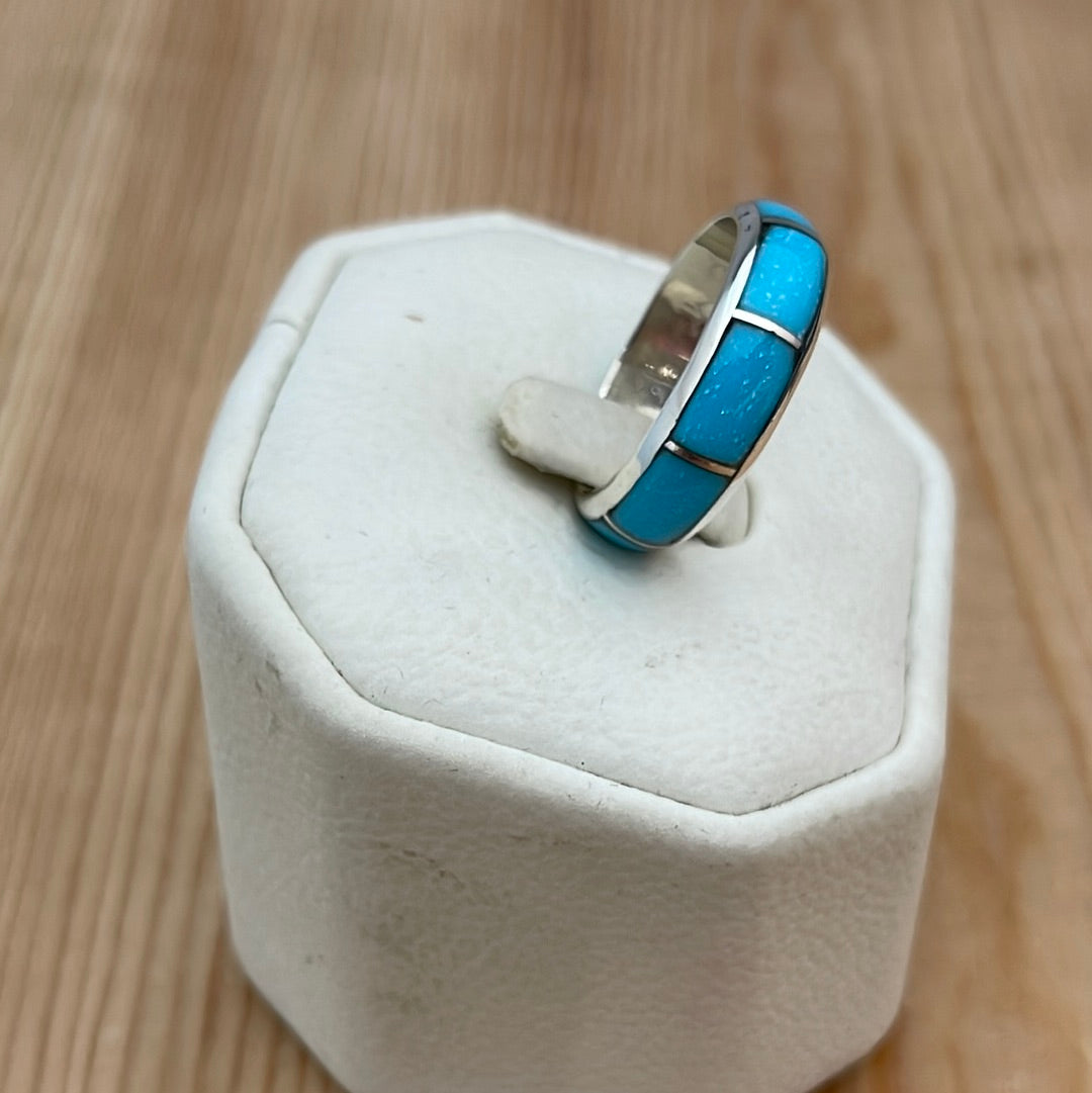 Sleeping Beauty Turquoise Inlay Band Ring