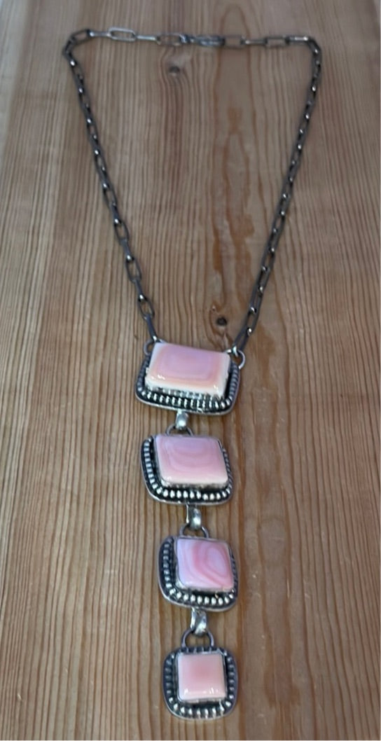 Pink Conch Shell 19” Lariat Necklace