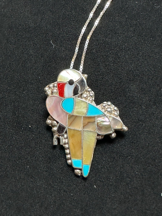 Parrot Pendant and Pin on 20" Chain