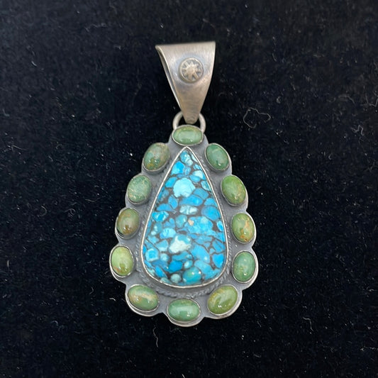Mosaic Kingman Turquoise Teardrop Pendant
