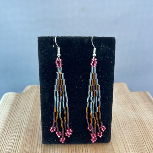 Seed Bead with Bar Bead on Hook Earrings