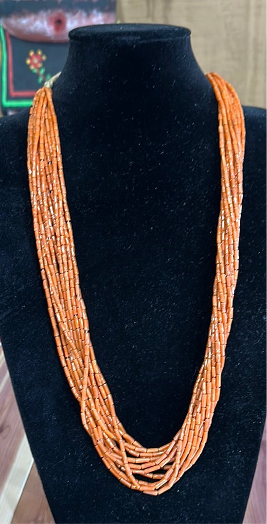Vintage 12 Strand Coral Necklace