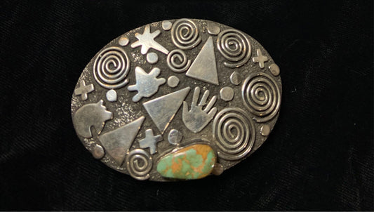 Royston Turquoise Belt Buckle by Alex Sanchez, Navajo