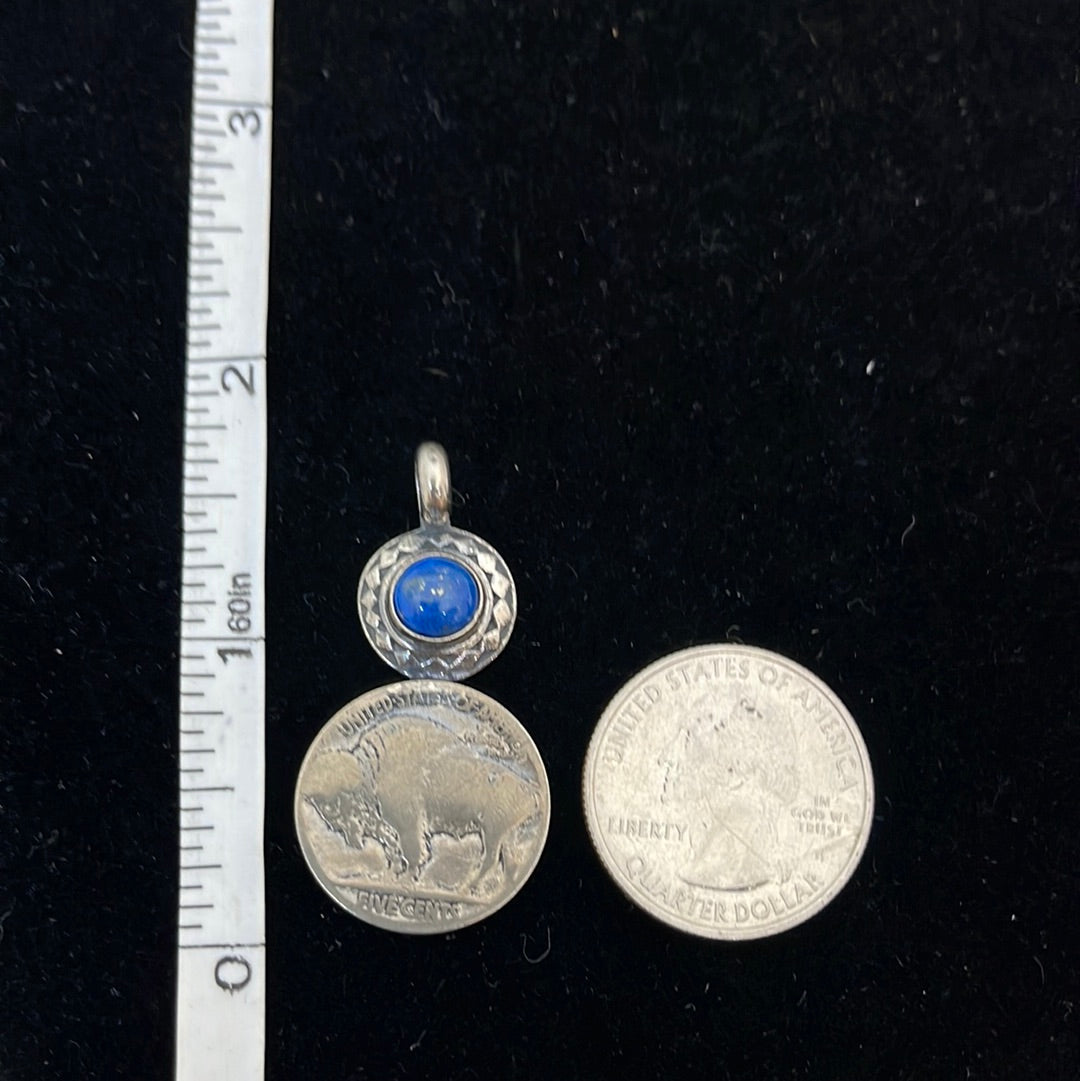 Buffalo Nickel (Indian Head Nickel) with Lapis Pendant