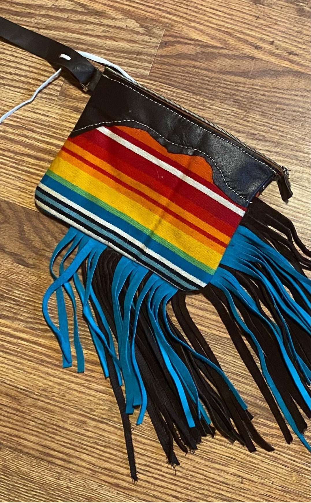 Pendleton and Leather Wristlet