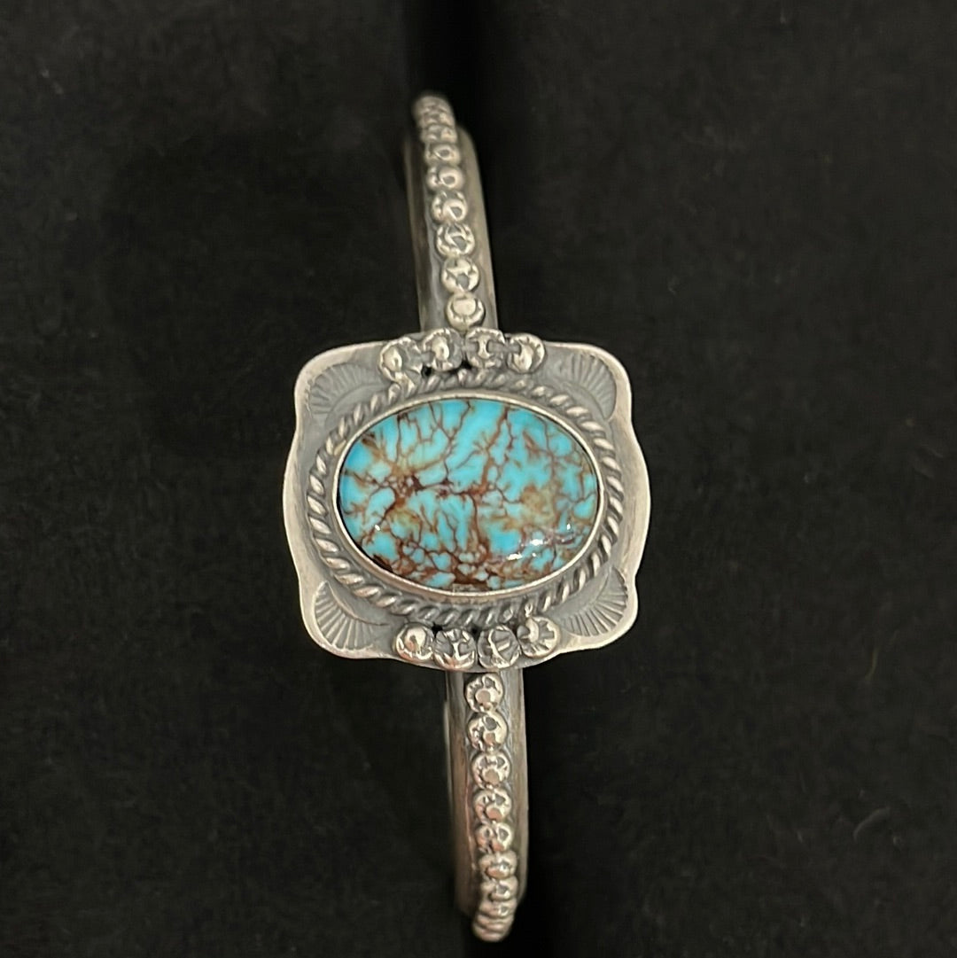 5 3/4 - 6 1/2" Turquoise Stamped Bracelet