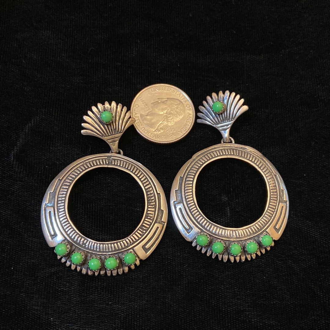 Sterling Silver Hoops on Post with Gaspeite