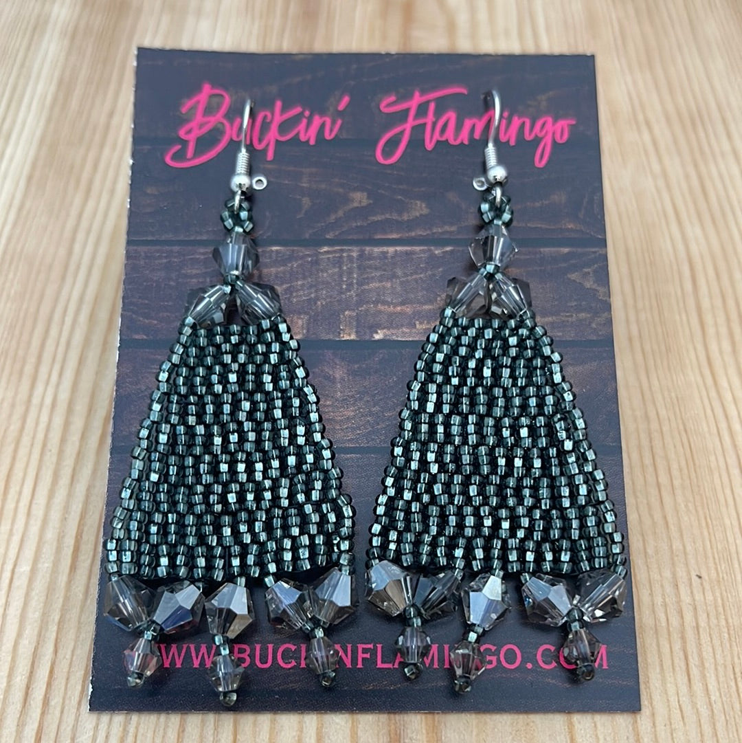 Black Seed Bead Hook Earrings