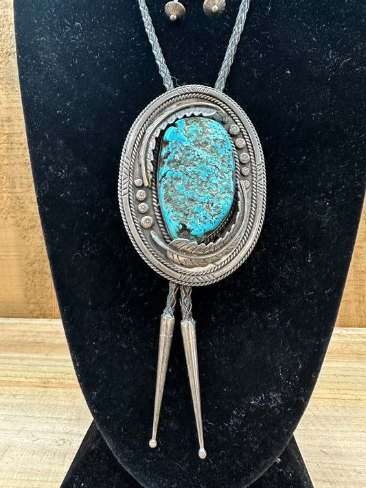 Vintage Bolo Tie with Natural Turquoise