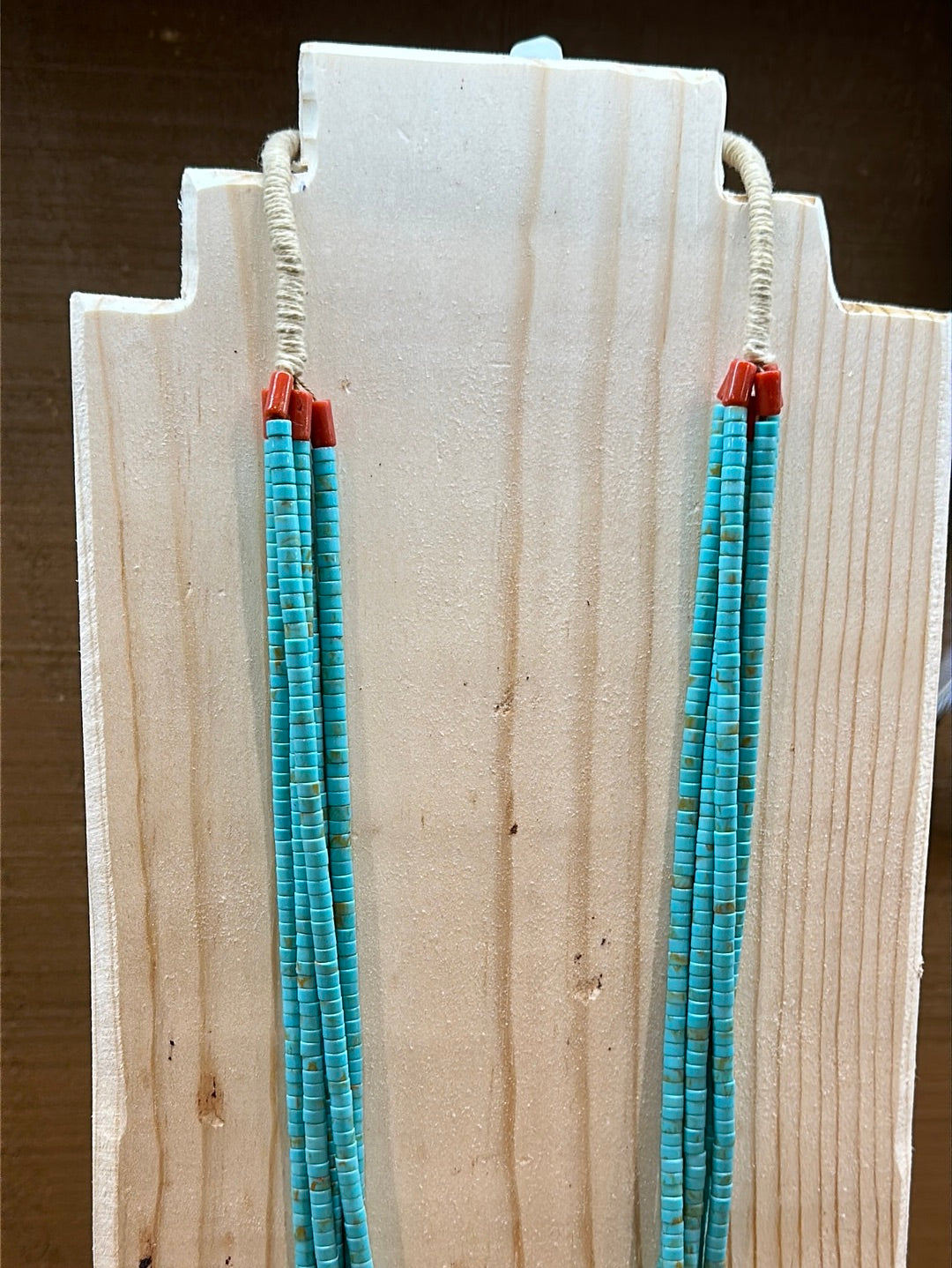 Vintage 5 Strand Turquoise & Coral Santo Domingo Necklace