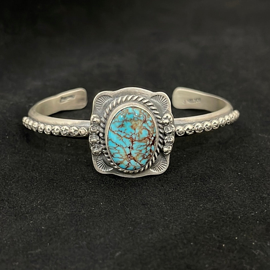 5 3/4 - 6 1/2" Turquoise Stamped Bracelet