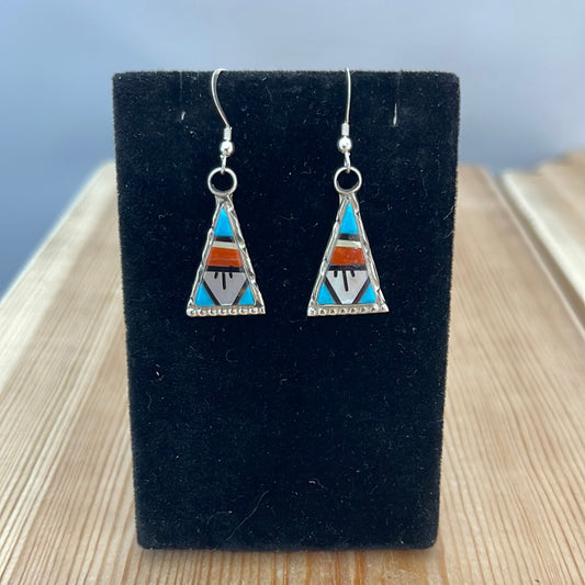 Zuni Inlay Triangle Earrings