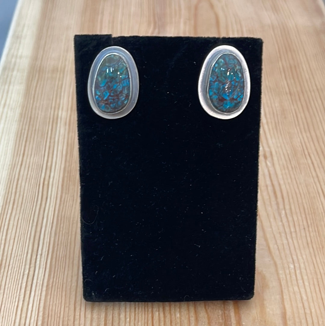 Egyptian Turquoise Teardrop Post Earrings