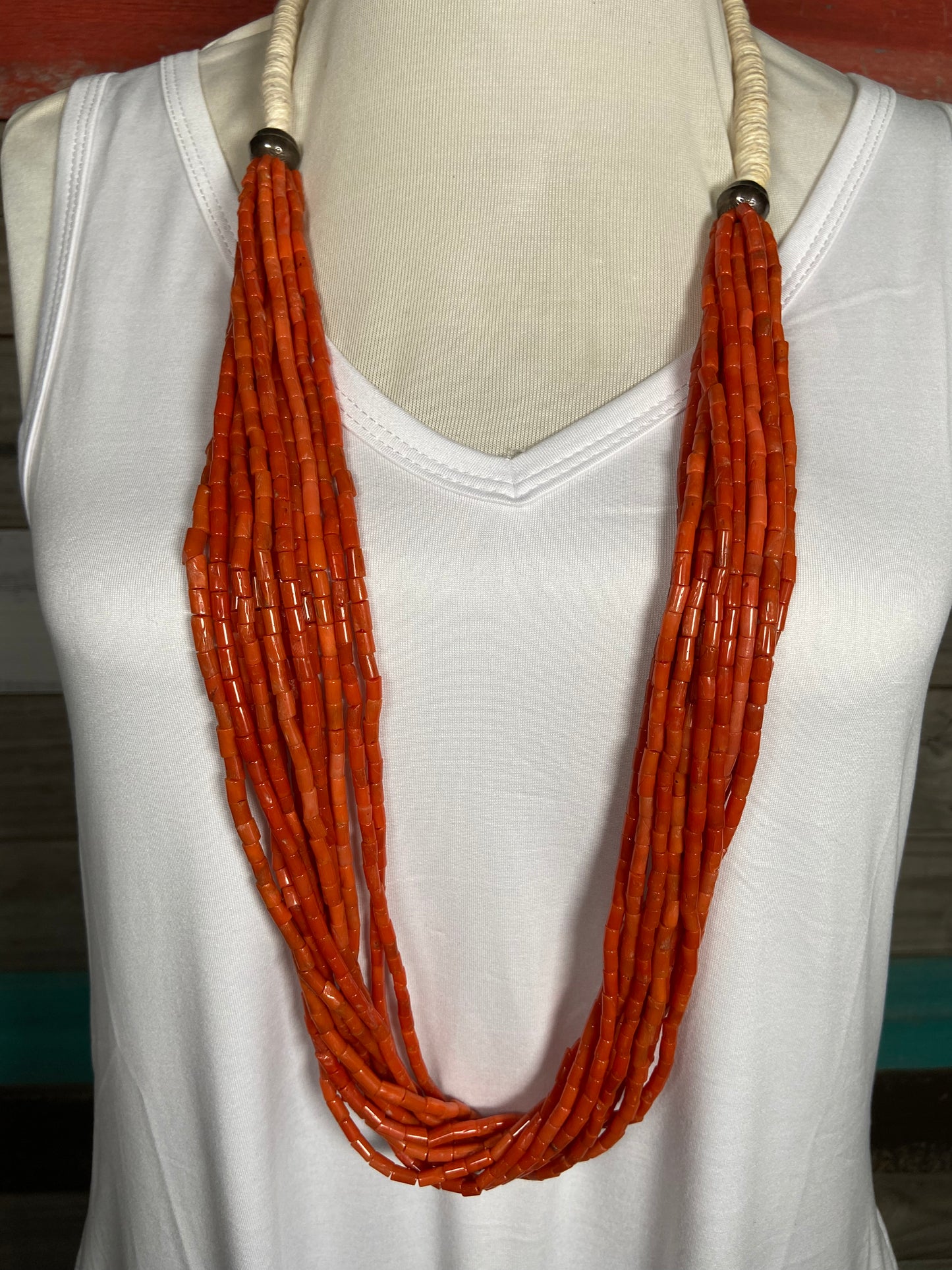 Beautiful Vintage Red Coral 12 Strand Necklace